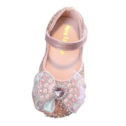 eczipvz Frozen Shoes for Toddler Girls Mary Jane Princess Shoes Ballet Flat Wedding Party Shoes with Ankle Strap for Little Big Kids Red,7-8 Years